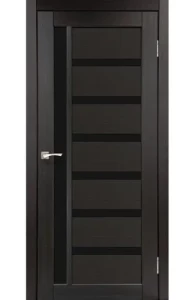 Дверное полотно KORFAD VALENTINO DELUXE антрацит,стекло черное 800мм VLD-01