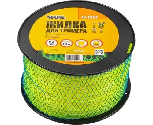 Леска для триммера Master Tool 2.4мм квадрат цена за п.м.174м 19-2424 Леска для триммера Master Tool 2.4мм квадрат цена за п.м.174м 19-2424