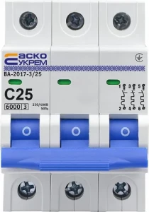 Автоматический выключатель АСКО ВА-2017 "C" 3р 25А