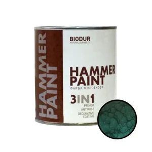 Краска молотковая 3 в 1 BIODUR Hammer Paint 0,7л 107 темно-зеленая
