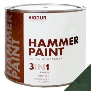 Краска молотковая 3 в 1 BIODUR Hammer Paint 2,1л 107 темно-зеленая