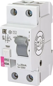 Дифференциальное реле ETI EFI6-2 63/0,03 тип AC 6kA 2062134