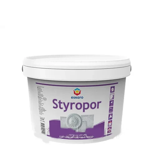 Клей для изделий из полистирола ESKARO Styropor белый 3кг Клей для изделий из полистирола ESKARO Styropor белый 3кг