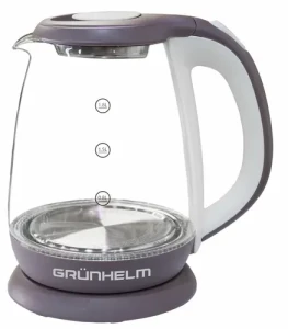 Электрочайник GRUNHELM EKP-2315GЕ стеклянный (белый/коричневый) 1,8л