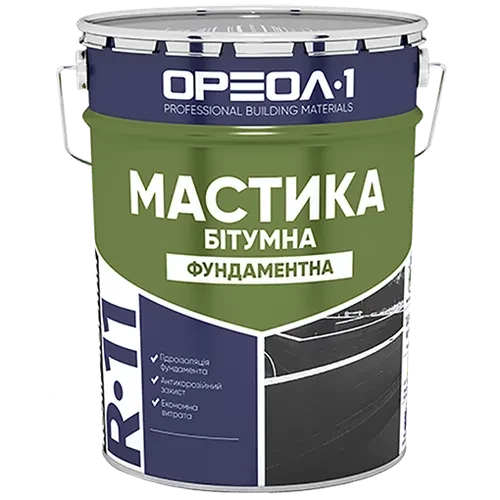 Мастика битумная ОРЕОЛ R-11 для фундамента 25кг Мастика битумная ОРЕОЛ R-11 для фундамента 25кг