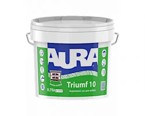 Лак акриловый AURA Triumf 10 мебельный полуматовый 0,75л. Лак акриловый AURA Triumf 10 мебельный полуматовый 0,75л.