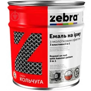 Эмаль антикоррозионная 3 в 1 ZEBRA серия Кольчуга 0,7 кг 20 серебристая