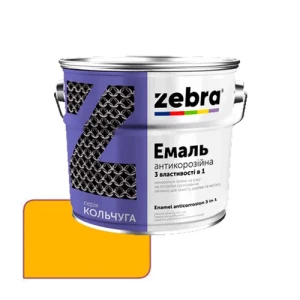 Эмаль антикоррозионная 3 в 1 ZEBRA серия Кольчуга 0,7 кг 55 ярко-желтая