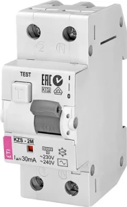 Дифференциальный автомат ETI KZS-2M C 16/0,03 тип AC 10kA 2173124