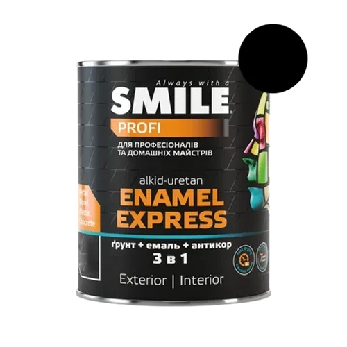 Краска молотковая 3 в 1 SMILE EXPRESS 0,7л черная Краска молотковая 3 в 1 SMILE EXPRESS 0,7л черная