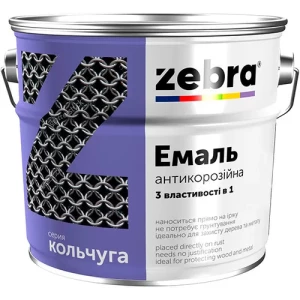 Эмаль антикоррозионная 3 в 1 ZEBRA серия Кольчуга 0,7 кг 36 зеленый изумруд