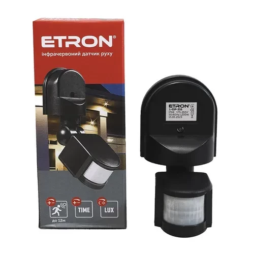 Датчик движения ETRON 1-ESP-355 1200W 180° черный Датчик движения ETRON 1-ESP-355 1200W 180° черный