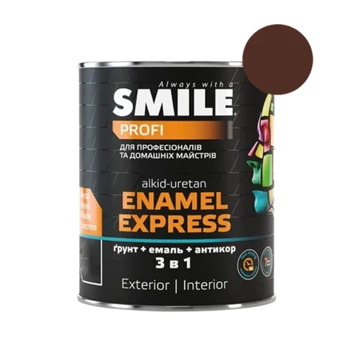 Краска молотковая 3 в 1 SMILE EXPRESS 0,7л темно-коричневая Краска молотковая 3 в 1 SMILE EXPRESS 0,7л темно-коричневая