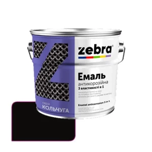 Эмаль антикоррозионная 3 в 1 ZEBRA серия Кольчуга 0,7 кг 90 черная