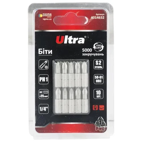 Бита Sigma Ultra PH 1*25мм блистер 10шт 4014632 Бита Sigma Ultra PH 1*25мм блистер 10шт 4014632
