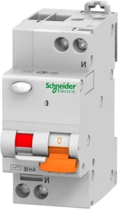 Дифференциальный автомат SCHNEIDER ELECTRIC 2Р(1Р+N),25А,30мА,4.5кА11474