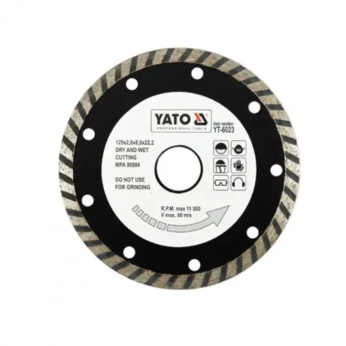 Диск алмазный YATO 125*8,0*22,2мм Turbo по гресу, керамике YT-6023 Диск алмазный YATO 125*8,0*22,2мм Turbo по гресу, керамике YT-6023