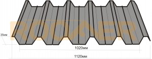 Профнастил СН-35 Цинк 0,45мм (1120/1070мм)