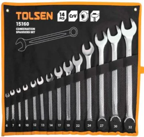 Набор ключей TOLSEN комбинированных в чехле 14шт 15160 Набор ключей TOLSEN комбинированных в чехле 14шт 15160
