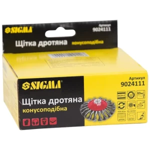 Щетка конусная SIGMA 115мм*М14 плетеная проволока 9024111