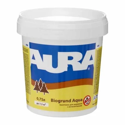 Грунт AURA Biogrund Aqua для древесины 0,75л с антисептиками. Грунт AURA Biogrund Aqua для древесины 0,75л с антисептиками.