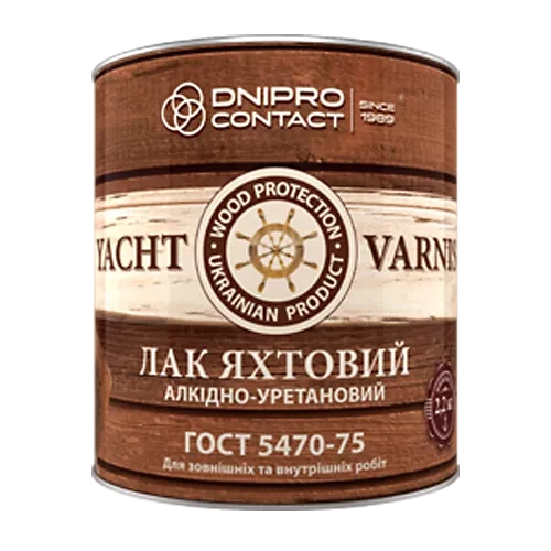 Лак яхтенный алкидно-полиуретановый 1,8 кг. ДНЕПР КОНТАКТ Лак яхтенный алкидно-полиуретановый 1,8 кг. ДНЕПР КОНТАКТ