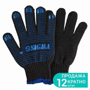Перчатки SIGMA трикотажные с ПВХ точкой черные 10р 9442531