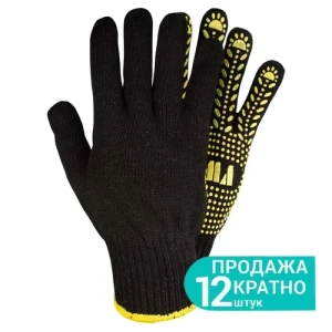 Перчатки трикотажные с точечным ПВХ покр.черные 10р SIGMA (9442651)