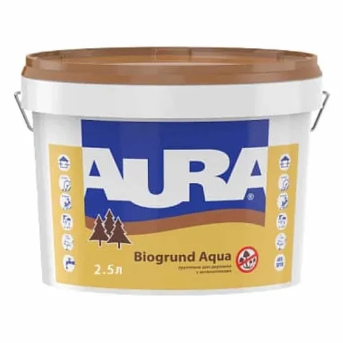 Грунт AURA Biogrund Aqua для древесины 2,5л с антисептиками. Грунт AURA Biogrund Aqua для древесины 2,5л с антисептиками.