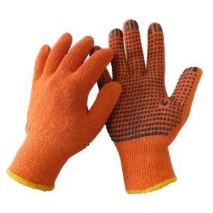 Вязаные перчатки вязаные апельсиновые ПВХ Overlock на манжете WE2129
