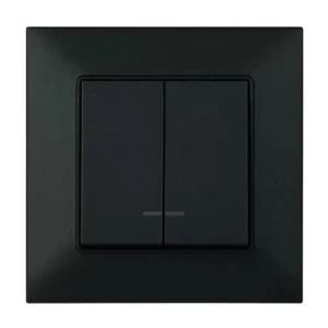 Выключатель 2-клав. черный Arkedia Slim Panasonic с подсветкой WNT C0110-2BL