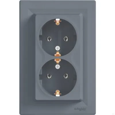 Розетка SCHNEIDER Asfora 2-я с/з сталь Розетка SCHNEIDER Asfora 2-я с/з сталь