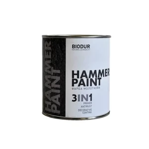 Краска молотковая 3 в 1 BIODUR Hammer Paint 0,7л 104 серая