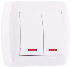 Выключатель LEZARD Demet 2-клавишный белый с подсветкой 711-0200-112