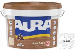 Деревозащитное средство AURA Lasur Aqua акриловое 2,5л белый.
