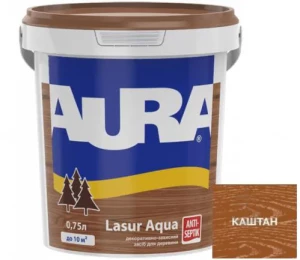 Деревозащитное средство AURA Lasur Aqua акриловый каштан 0,75л
