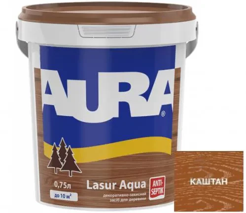 Деревозащитное средство AURA Lasur Aqua акриловый каштан 0,75л Деревозащитное средство AURA Lasur Aqua акриловый каштан 0,75л