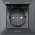 Розетка PANASONIC Arkedia Slim дымчатая 1-я с заземлением и крышкой WNTC0210-2DG