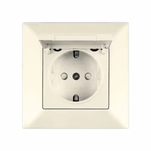 Розетка VIKO Meridian 1-я с заземлением с крышкой крем