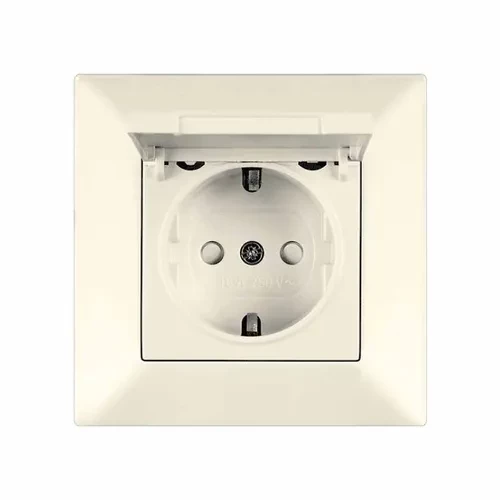 Розетка VIKO Meridian 1-я с заземлением с крышкой крем Розетка VIKO Meridian 1-я с заземлением с крышкой крем