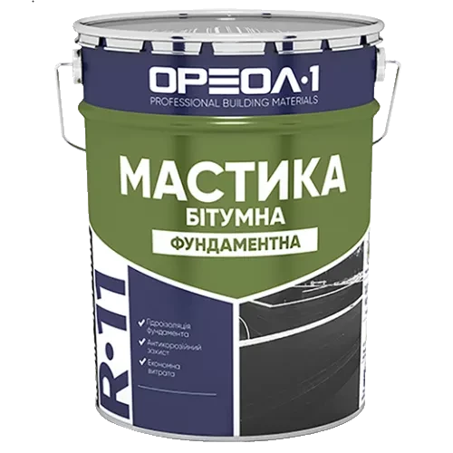 Мастика битумная ОРЕОЛ R-11 для фундамента 12кг Мастика битумная ОРЕОЛ R-11 для фундамента 12кг