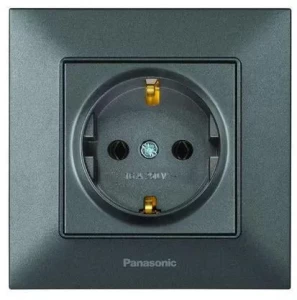 Розетка PANASONIC Arkedia Slim дымчатая 1-я с заземлением WNTC0202-2DG