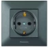 Розетка PANASONIC Arkedia Slim дымчатая 1-я с заземлением WNTC0202-2DG