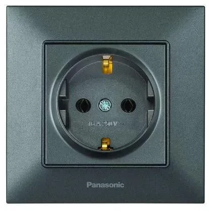 Розетка PANASONIC Arkedia Slim дымчатая 1-я с заземлением WNTC0202-2DG Розетка PANASONIC Arkedia Slim дымчатая 1-я с заземлением WNTC0202-2DG