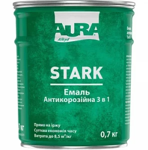 Грунт-эмаль 3в1 антикоррозионная AURA STARK темно-коричневая 0,7кг