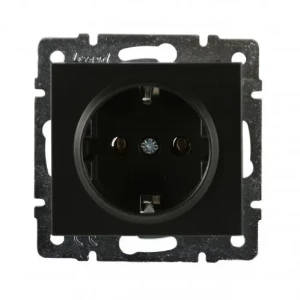 Механизм розетки LEZARD Rain 1-клавишный антрацит с заземлением 703-4288-122В