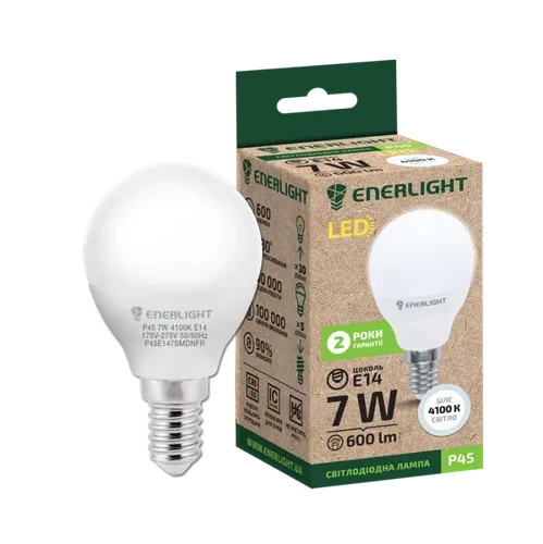 Лампа LED ENERLIGHT E14 7Вт P45 4100К Лампа LED ENERLIGHT E14 7Вт P45 4100К
