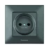 Розетка PANASONIC Arkedia Slim дымчатая 1-я б/3 WNTC0201-2DG