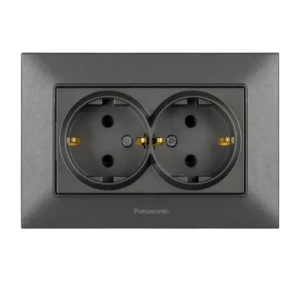 Розетка PANASONIC Arkedia Slim дымчатая 2-я с заземлением WNTC0205-2DG