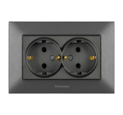 Розетка PANASONIC Arkedia Slim дымчатая 2-я с заземлением WNTC0205-2DG Розетка PANASONIC Arkedia Slim дымчатая 2-я с заземлением WNTC0205-2DG